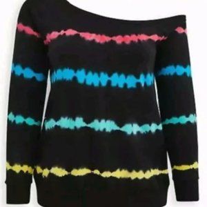 TORRID PRIDE BLACK RAINBOW OFF SHOULDER SWEATSHIRT SZ 5X NWT